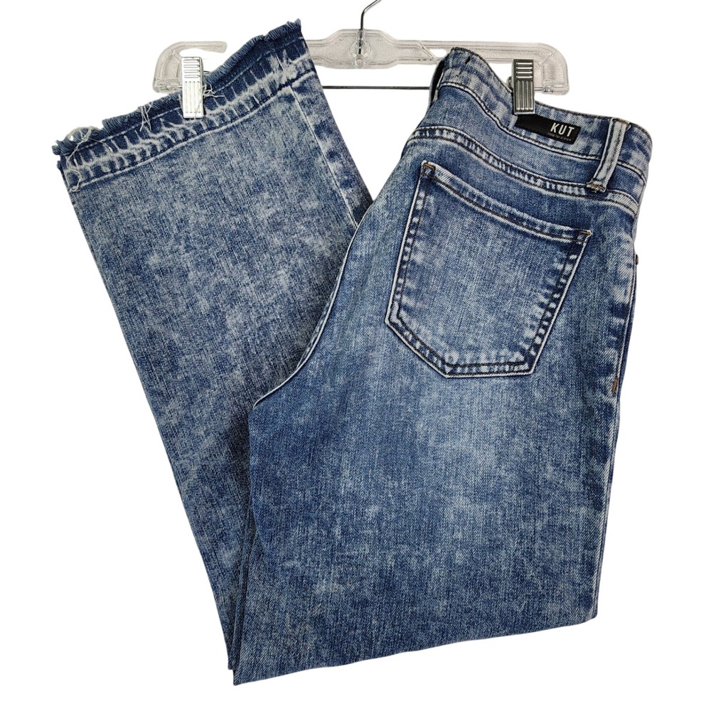 Kut from the Kloth 8 Blue Charlotte Fab Ab Culotte High Rise Acid Wash Wide Crop